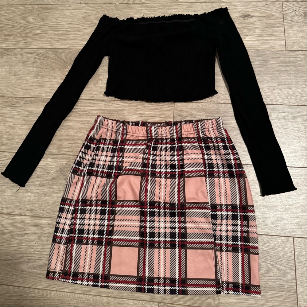 Plaid skirt and Shirt set